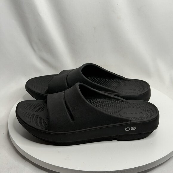 OOFOS OOahh Sport Slide Sandal Comfort Recovery Black Size Women's 7 Men's 5 - Picture 1 of 7